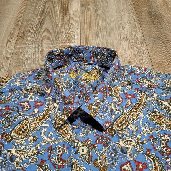 Alan Flusser Vibrant Colorful Paisley Long Sleeve Dress Shirt, Men's Size Large - Picture 3 of 8